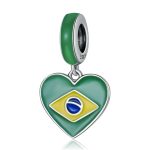 S925 Sterling Silber Brasilianische Flagge Anhänger DIY Armband Halskette Zubehör