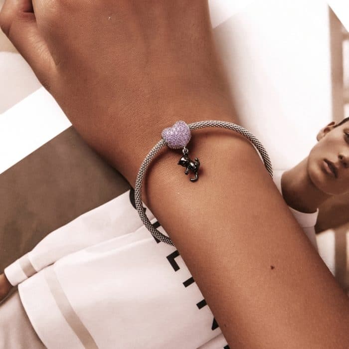 S925 Sterling Silber Herz Ballon wenig Schwarzer Katze Anhänger DIY Armband Halskette Zubehör – Bild 7