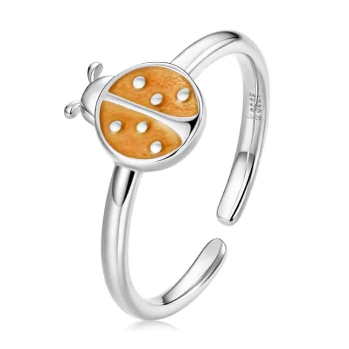 S925 Sterling Silber Orange Marienkäfer Frauen Offene Ring – Bild 1