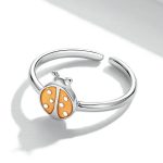 S925 Sterling Silber Orange Marienkäfer Frauen Offene Ring – Bild 3