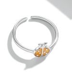 S925 Sterling Silber Orange Marienkäfer Frauen Offene Ring – Bild 4