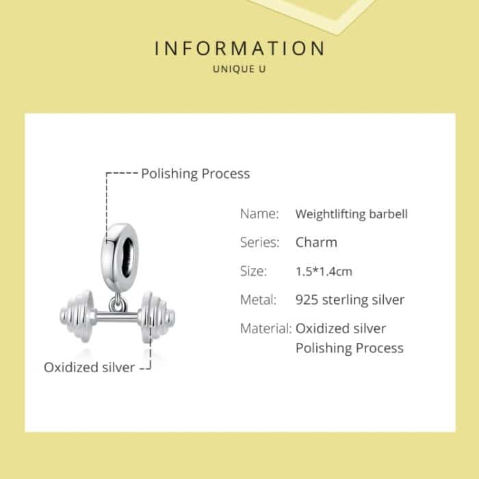 S925 Sterling Silber Gewichtheben Hebel Anhänger DIY Armband Halskette Zubehör – Bild 3