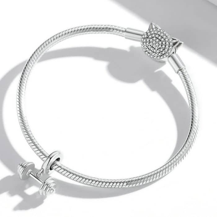 S925 Sterling Silber Gewichtheben Hebel Anhänger DIY Armband Halskette Zubehör – Bild 6