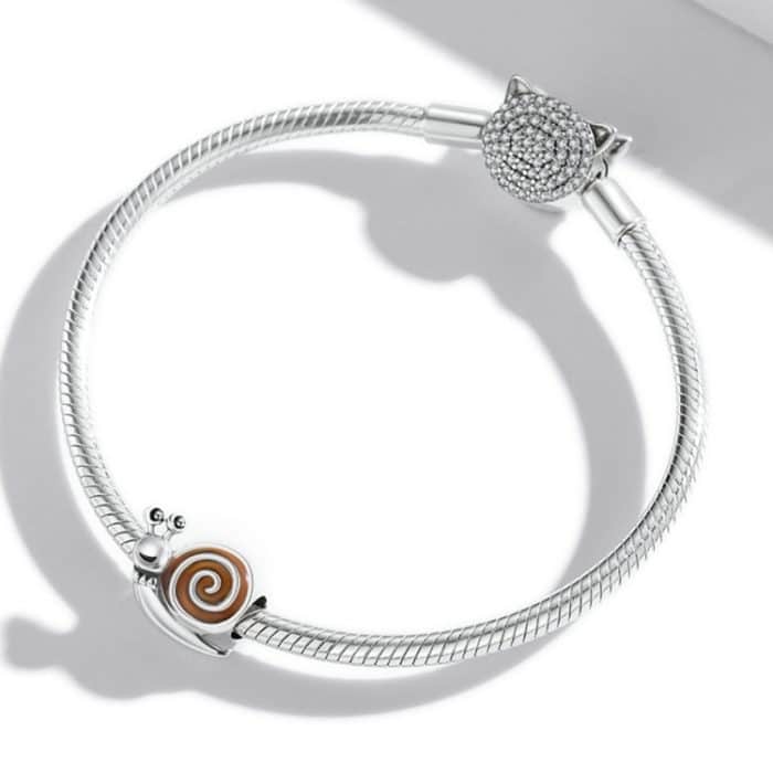 S925 Sterling Silber Mr. Snail Perlen DIY Armband Halskette Zubehör – Bild 6