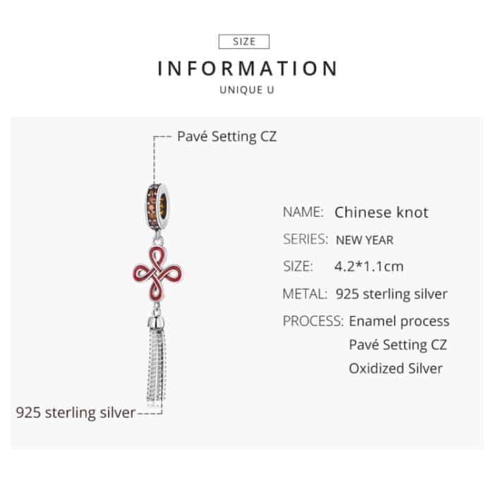 S925 Sterling Silber Chinesischen Knoten Anhänger DIY Armband Halskette Zubehör – Bild 3