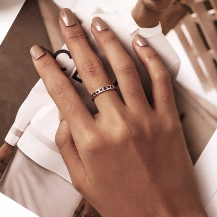 S925 Sterling Silber Hohl Herz Frauen Offene Ring – Bild 6