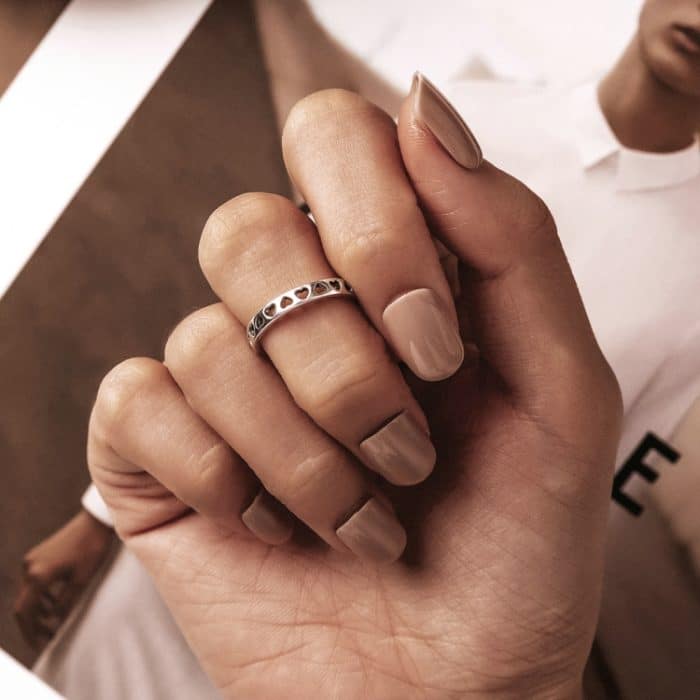 S925 Sterling Silber Hohl Herz Frauen Offene Ring – Bild 7