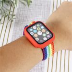 Verstellbares, gestreiftes, gewebtes Nylon-Uhrenarmband + Uhrengehäuse-Set für die Apple Watch-Serie, 7 41mm/6&SE&5&4 40mm/3&2&1 38mm, 7 45mm/6&SE&5&4 44mm/3&2&1 42mm – Bild 6