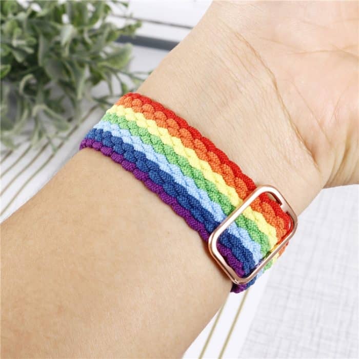 Verstellbares, gestreiftes, gewebtes Nylon-Uhrenarmband + Uhrengehäuse-Set für die Apple Watch-Serie, 7 41mm/6&SE&5&4 40mm/3&2&1 38mm, 7 45mm/6&SE&5&4 44mm/3&2&1 42mm – Bild 7