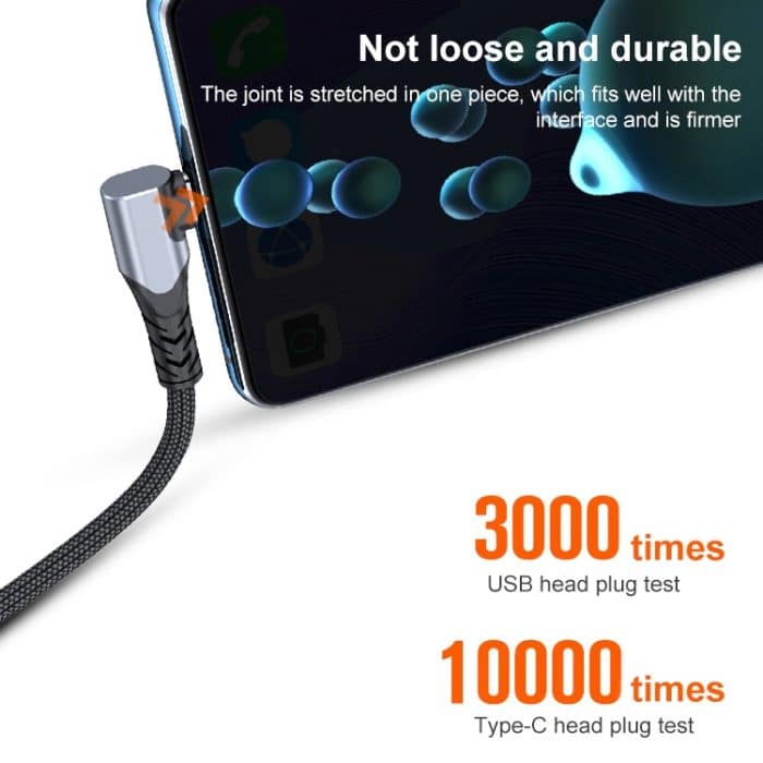6A 66W USB auf USB-C / Typ-C Ellenbogen-Handy-Spiel-Schnelldatenkabel – Bild 3