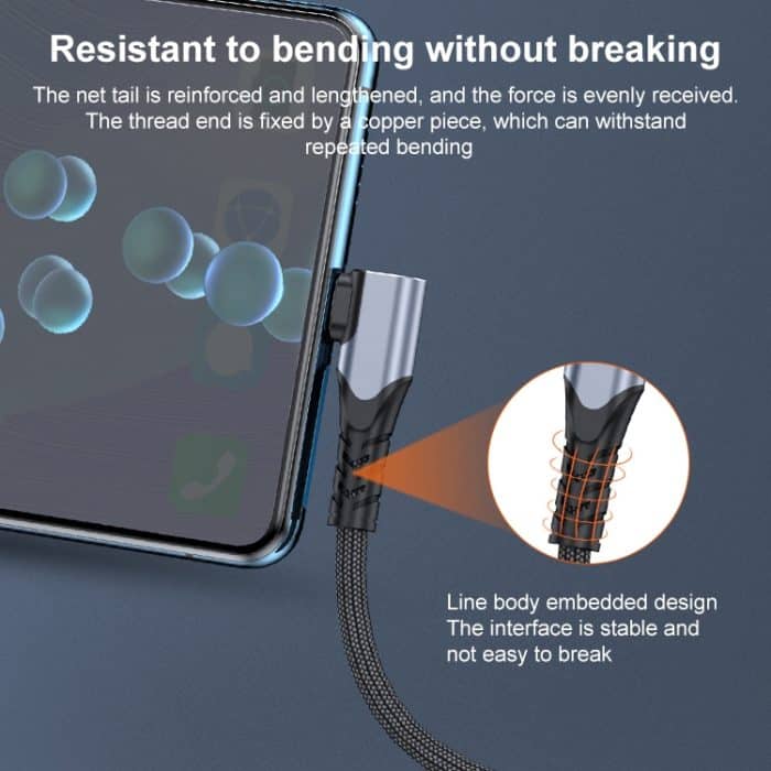 6A 66W USB auf USB-C / Typ-C Ellenbogen-Handy-Spiel-Schnelldatenkabel – Bild 5