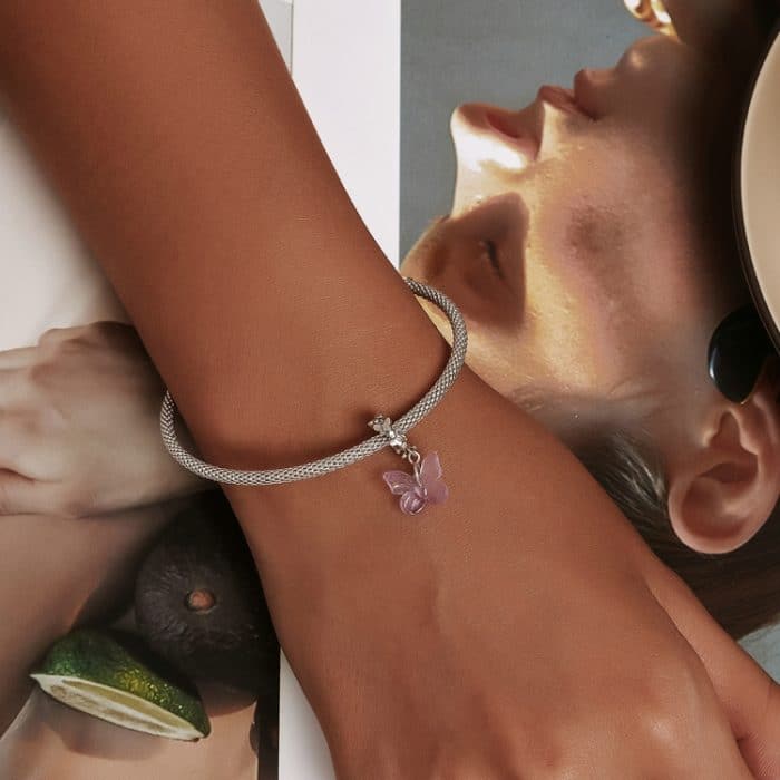S925 Sterling Silber Glasierte Schmetterling Anhänger DIY Armband Halskette Zubehör – Bild 7