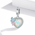 S925 Sterling Silber Schmetterling Herz Bunte Opal Anhänger DIY Armband Halskette Zubehör – Bild 2