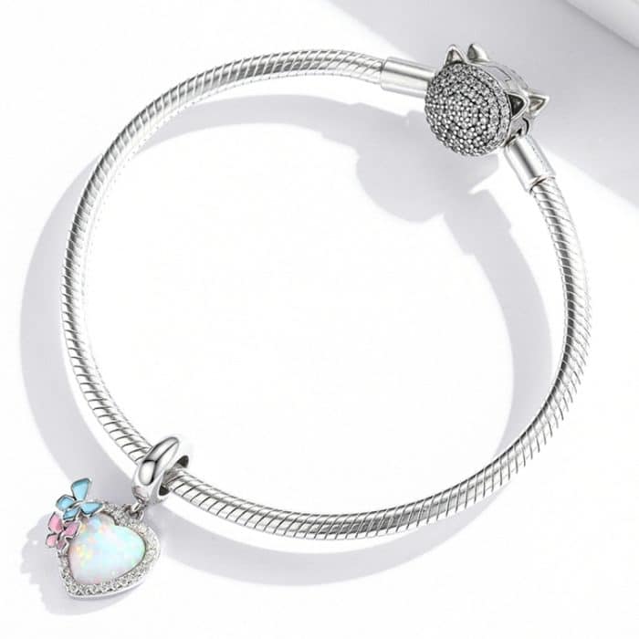 S925 Sterling Silber Schmetterling Herz Bunte Opal Anhänger DIY Armband Halskette Zubehör – Bild 5