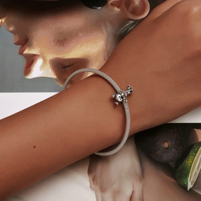 S925 Sterling Silber Nette Hund Perlen DIY Armband Halskette Zubehör – Bild 7