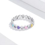 S925 Sterling Silber Regenbogen Herz Zirkon Damen Ring – Bild 2