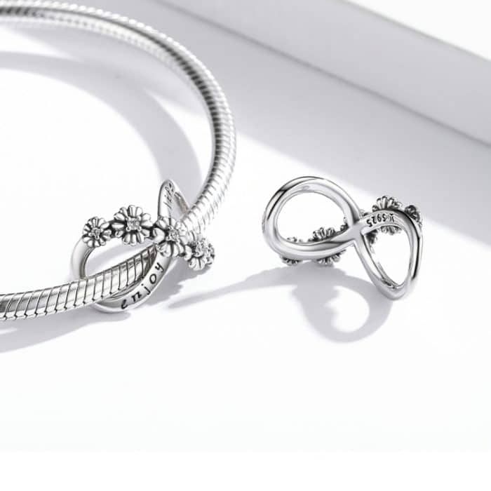 S925 Sterling Silber Infinite Blumen Perlen DIY Armband Halskette Zubehör – Bild 5