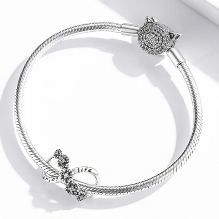 S925 Sterling Silber Infinite Blumen Perlen DIY Armband Halskette Zubehör – Bild 6