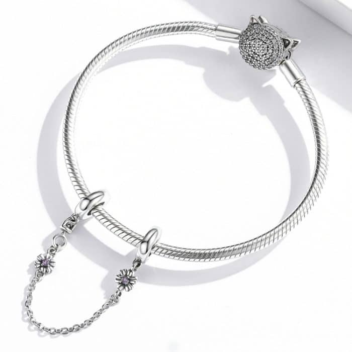 S925 Sterling Silber Retro Blume Sicherheitskette DIY Armband Halskette Zubehör – Bild 6