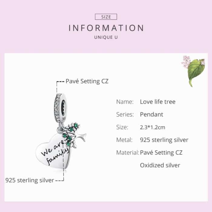 S925 Sterling Silber Herz Leben Baum Anhänger DIY Armband Halskette Zubehör – Bild 3