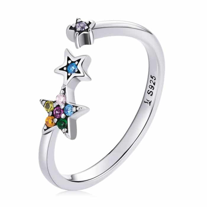 S925 Sterling Silber Star Frauen Offene Ring – Bild 1