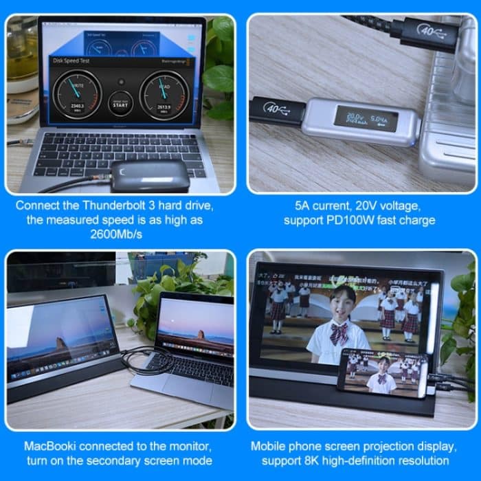 PD 100 W USB-C/Typ-C auf USB-C/Typ-C Thunderbolt 4 Vollfunktions-Datenkabel – Bild 4