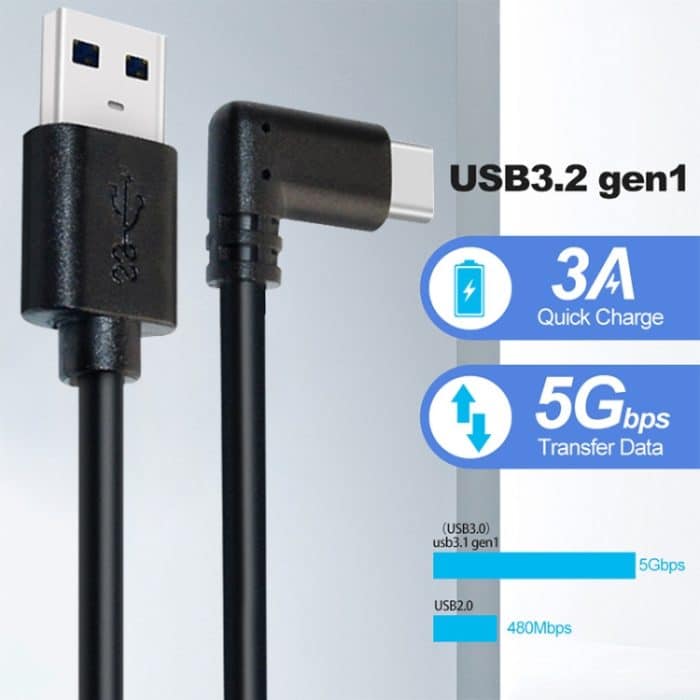 USB 3.2 Gen1 Typ-C auf USB 3.2 Gen1 Typ-C Single Elbow VR Link-Kabel für Oculus Quest 1/2 – Bild 2