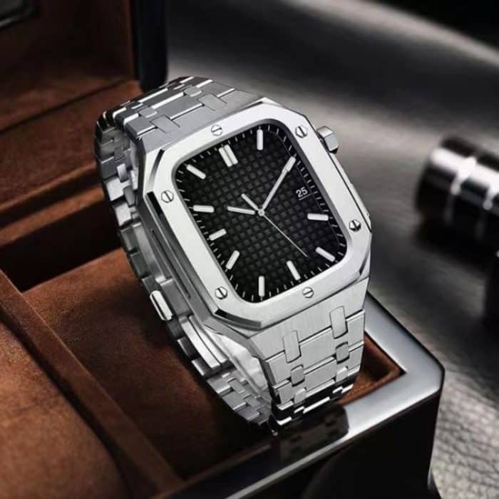 Integriertes Eichenmetallarmband + Uhrengehäuse für die Apple Watch-Serie, For Apple Watch Series 7 45mm – Bild 6