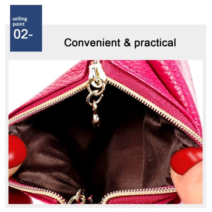 Kleine Handgeldbörse aus Rindsleder mit Litchi-Textur für Damen – Bild 4