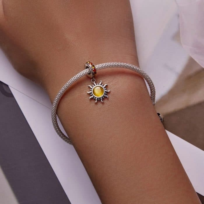 S925 Sterling Silber Little Sun Anhänger DIY Armband Halskette Accessoires – Bild 6