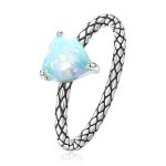 S925 Sterling Silber Herz Opal Schlangenmuster Damen Ring