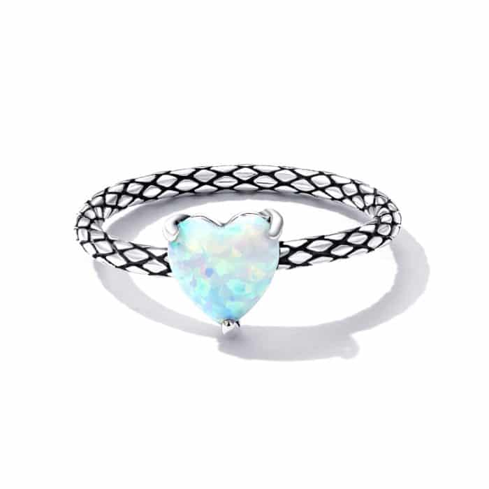 S925 Sterling Silber Herz Opal Schlangenmuster Damen Ring – Bild 2