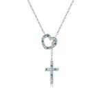 S925 Sterling Silver Heart Cross Frauen Nacklace Schmuck