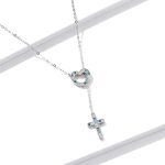 S925 Sterling Silver Heart Cross Frauen Nacklace Schmuck – Bild 2