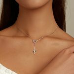 S925 Sterling Silver Heart Cross Frauen Nacklace Schmuck – Bild 6