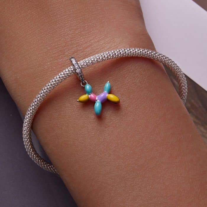 S925 Sterling Silber Ballon Welpe Anhänger DIY Armband Halskette Accessoires – Bild 7