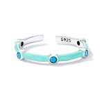 S925 Sterling Silber Turquoise Frauen offener Ring – Bild 3