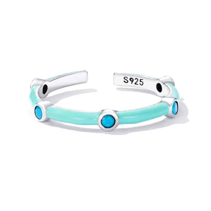 S925 Sterling Silber Turquoise Frauen offener Ring – Bild 3