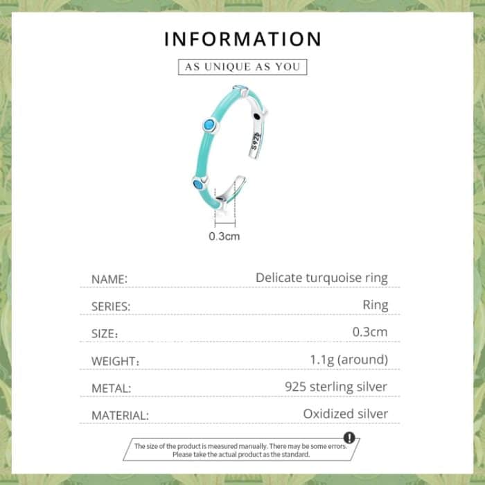 S925 Sterling Silber Turquoise Frauen offener Ring – Bild 4