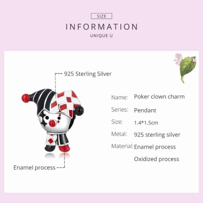 S925 Sterling Silber Poker Clown Perlen DIY Armband Halskette Accessoires – Bild 3