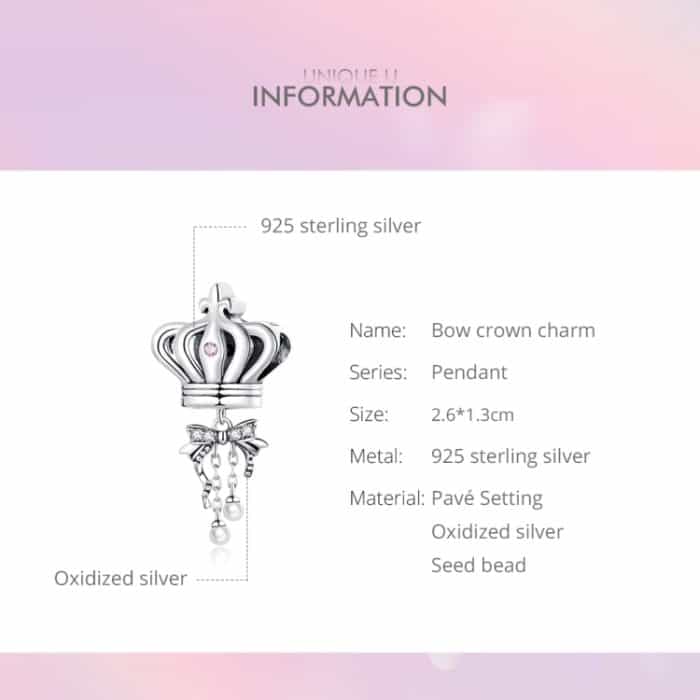 S925 Sterling Silber Bug Crown Perlen DIY Armband Halskette Accessoires – Bild 3