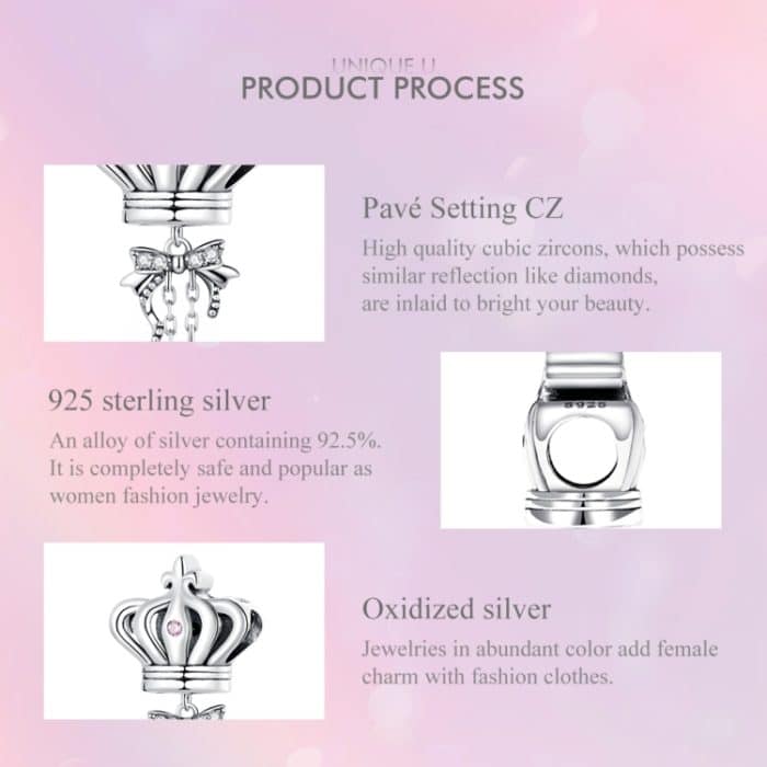 S925 Sterling Silber Bug Crown Perlen DIY Armband Halskette Accessoires – Bild 4