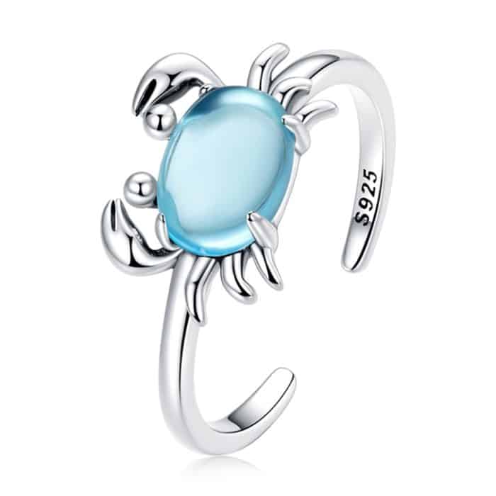 S925 Sterling Silber Cute Crab Women Open Ring – Bild 1