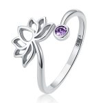 S925 Sterling Silber Simple Lotus Frauen offener Ring