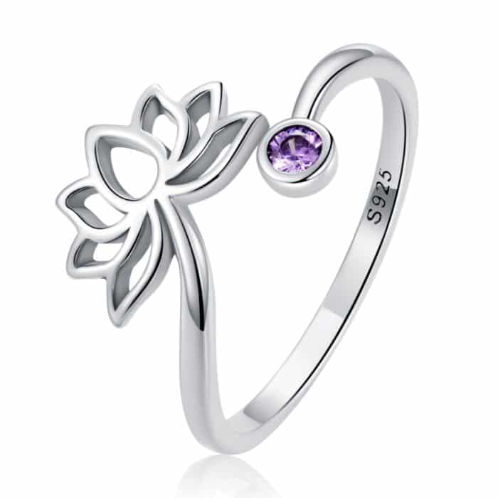 S925 Sterling Silber Simple Lotus Frauen offener Ring – Bild 1