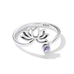 S925 Sterling Silber Simple Lotus Frauen offener Ring – Bild 3