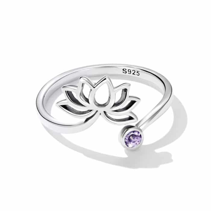 S925 Sterling Silber Simple Lotus Frauen offener Ring – Bild 3