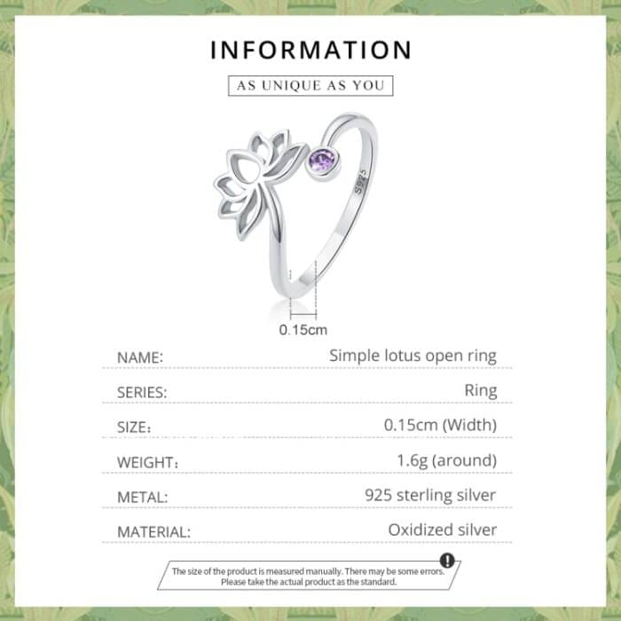S925 Sterling Silber Simple Lotus Frauen offener Ring – Bild 4