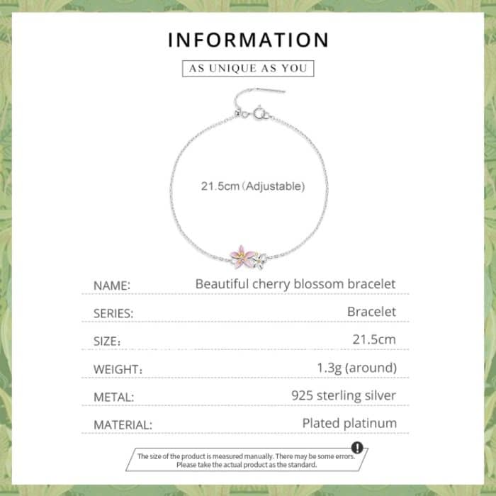 S925 Sterling Silber Kirschblütenarmband Frauen Schmuck Schmuck – Bild 3