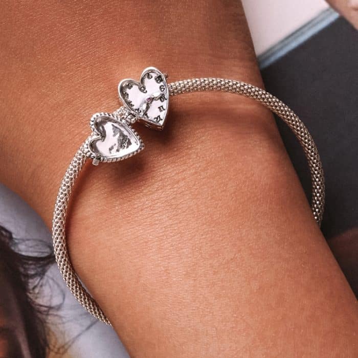 S925 Sterling Silver Heart Clock Perlen DIY Armband Halskette Accessoires – Bild 6